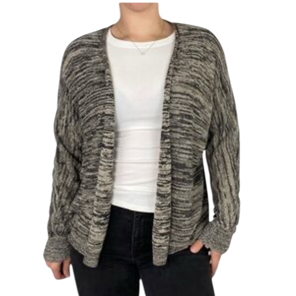 Eileen Fisher•Open Front Heathered Black/Gray Cardigan